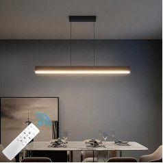 Klighten LED Dimmable Pendant Light Dining Table 80 cm / 24 W, 3000 K - 6000 K Pendant Light with Remote Control, Hanging Lamp Linear Design, Hanging 150 cm Height Adjustable Chandelier for Dining