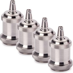 ORION LIGHTSTYLE E27 Vintage Lamp Holder Silver Pack of 4 Lamp Socket Ceiling Socket for Pendant Light Adapter