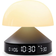 Lexon Mina Sunrise Alarm Clock - Includes Alarm Light and Sunset Simulation - Wireless and Rechargeable - Gun Metal