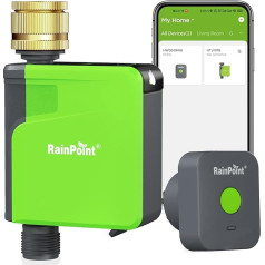 RAINPOINT Irrigation Computer WLAN 2.4 GHz with Brass Inlet, Intelligent Water Timer for Garden Hose, Timer Switch with Rain Delay/Manual Watering, App Control (with Hub)