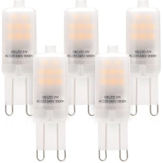 Eco.Luma G9 LED Bulb 2 W Replacement 15 W 20 W Halogen Bulbs, Warm White LED Light Bulbs 3000 K, No Flickering, Not Dimmable, AC 220-240 V, Pack of 5