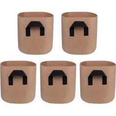 Mintice Pack of 5 Plant Bag Plant Grow Bag Plant Bag Breathable Planter Container Pots Handle Home Garden for Potato, Tomato, Carrot 10 Gallons Brown