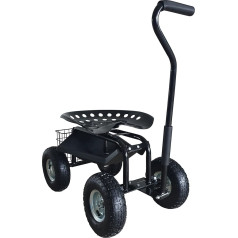 AXI AG22 Mobile Roller Seat for the Garden in Black | Metal Garden Trolley / Garden Seat up to 150 kg Load Capacity | Trolley for Gardening with Shelf