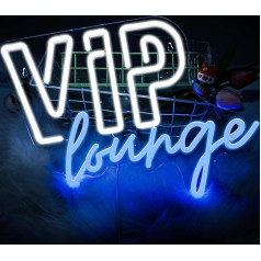 VIP Lounge Neon Sign for Wall Decoration, VIP Neon Light Advertisement, Blue, USB Operated Neon Sign, Luminous Lettering for Hotel, Club, Cafe, Bar, Office, Shopping Mall, Playroom