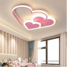 Creative Heart-Shaped Ceiling Light Children's Room Ceiling Lamp LED Dimmable with Remote Control Modern Baby Girl Bedroom Wall Lamp Acrylic Shade Living Room Dining Room Hotel Bathroom Ceiling Light Pink 42 cm