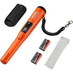 VEVOR Metal Detector Pinpointer IP68 Complete Waterproof Metal Detector 3 Modes Propointer Treasure Hunt with LCD/Sound/Vibration/Sound + Vibration 9V Battery & Velvet Bag Included