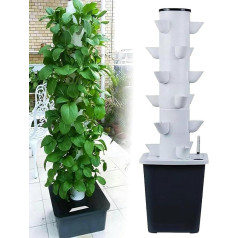 Hydroponik - System zur Kultivierung von 30 Pflanzen für vertikale Gärten, Smart Garden Kit mit Pumpe und mobilem Wassertank, Gemüseturm, Geschenk für Liebhaber