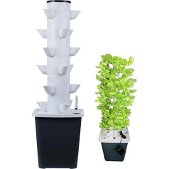 KKMNDE Hydroponic Garden Growing System 15/20/25/30 Capsules Hydroponic Tower Growing Kit Aquaponic Planting System with Moisture Pump Adapter Network