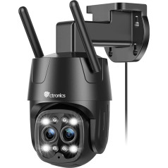 ctronics 2.5K 4MP 6X Hybrid Zoom Outdoor Surveillance Camera WiFi 2.4/5GHz, IP Camera Outdoor with Automatic Zoom Tracking, Dual Lens, Person Detection 355° 90° Colour Night Vision Two-Way Audio PC