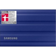 Samsung Portable SSD T7 Shield, 2TB, USB 3.2 Gen.2, 1050MB/s Read, 1000MB/s Write, Robust External Hard Drive Outdoor for Mac, PC and Smartphone, Blue, MU-PE2T0R/EU