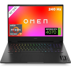 HP Omen Gaming Laptop | 16.1 Inch QHD 240Hz Display | AMD Ryzen 7-7840HS | 32 GB DDR5 RAM | 1 TB SSD | NVIDIA GeForce RTX 4070 | Windows 11 Home | QWERTZ | Black