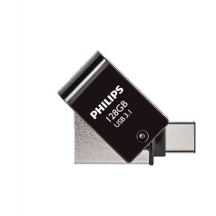 Philips 2 in 1 OTG Edition Ultra Speed USB-C/USB 3.1 Dual USB Flash Drive 128GB for PC, Laptop, Computer, (Android) Smartphone, Tablet, Ultra Small, Read Speed up to 180MB/s