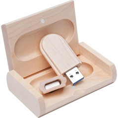 Yaxiny USB Stick Wooden Memory Stick 128 GB USB 3.0 Flash Drive Memory Stick Data Storage Pendrive Gift with Wooden Box