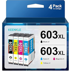 603XL 603 XL Printer Cartridges Compatible with Epson 603 603XL Multipack Ink Cartridges for Expression Home XP-4155 XP-3100 Workforce WF-2830 WF-2850 (‎‎‎‎‎‎‎‎‎‎1 Black, Cyan, 1 Magenta, 1 Yellow,