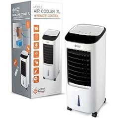 DUTCH ORIGINALS 7L Air Cooler with Timer & Remote Control, Mobile Evaporative Cooler with Water Cooling, 65 W Air Cooler with 3 Speeds, 74 cm High