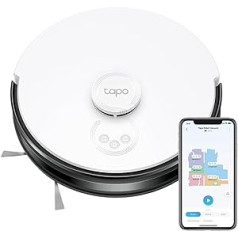 TP-Link Tapo RV30C Mop Robot Vacuum Cleaner Robot Suction Power 4200Pa, LiDAR Navigation, Fast Assignment, Battery with 3200 mAh, Suitable for Floors and Carpets, Alexa & Google Control