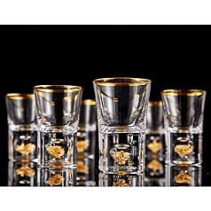DUJUST Shot Glasses 4cl Crystal Shot Glass Set Decorated with 24K Gold Leaf Flakes BPA Free and Lead Free Room Decor - 6 Pack