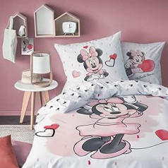 Disney Minnie Mouse Bed Linen - Children's Bed Linen - 1 Pillowcase 80 x 80 cm + 1 Duvet Cover 135 x 200 cm - 100% Cotton