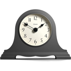 JONES CLOCKS® Speakeasy Mantel Clock - Traditional/Classic Design - Bedroom Clock - Living Room Clock - Office Clock - Mantel Clock - Desk Clock - Shelf Clock - Small Clock (Blizzard Grey)