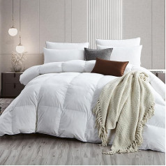 DOWNFOCUS All-Season Down Duvet 135 x 200 cm, 100% Cotton Duvet with Down and Feather Filling, Down Duvet, Ivory White (135 x 200 cm, White)