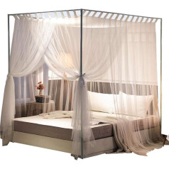 Mengersi Simple Canopy Bed Curtains Bed Canopy Bed Frame Curtains Canopies Sheer Cover for Adults Bedroom Decoration Accessories (King, White)