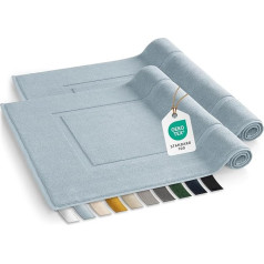 Blumtal Badvorleger Terry - Badezimmerteppich 100% Baumwolle in 50x80 cm - Oeko-Tex zertifizierter Badteppich & Duschvorleger - Badezimmer Teppich - bath mats - Badvorleger im Set 2 teilig in Hellblau