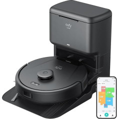 eufy Clean L60 Robot Vacuum Cleaner with Suction Station, Ultra Strong 5,000 Pa Suction Power, Anti-Hair Tangle, Suction Station 60 Days Without Empty, iPath Laser Navigation, for Hard Floors, Hair &