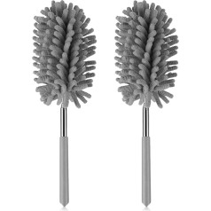NileHome Microfiber Duster for Cleaning, 2 Pack Mini Duster with Extension Rod, Removable Cleaner for Office, Car, Window, Furniture