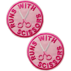 Heiorpai 2 x Scissor Patch Embroidered Cool Iron on Sew on Patch