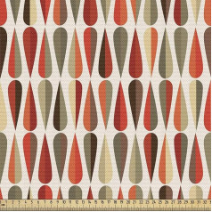 ABAKUHAUS Geometric Fabric Sold by the Metre, 70s Retro Style, Quality Fabric, Decorative Upholstery Home Textile Fabric, 2 m (148 x 200 cm), Dark Orange Khaki
