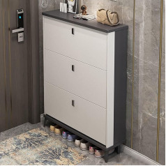 Modern Dual Layer Shoe Rack, Ultra Thin Shoe Cabinet with Folding Drawers and Adjustable Shelves, Shoe Organiser for Living Room and Hallway