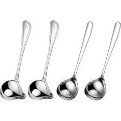 Sweetfamily Sauce Ladle, 18/10 Stainless Steel Sauce Spoon with Pourer for Spooning Sauces and Sauces, 7.8 Inches, 4 Pieces