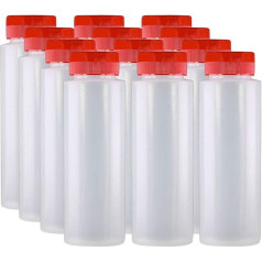 Pinnacle Mercantile Plastic Easy Squeeze Spice Bottles with Hinged Lid 227ml Empty Red