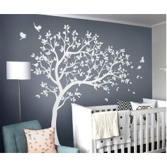 White Tree Wall Sticker for Children's Room Tree with Birds White Wall Sticker KW032R