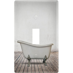 Vintage Bathtub Rocker Switch Rustic Wood Wall Plate Electric Socket Cover Size 1 Gang 7.4 x 11.7cm for Bathroom Home Decor