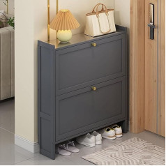 Schuhschrank mit 2 Klappschubladen für den Eingangsbereich, freistehendes Schuhregal, Aufbewahrung, modernes schmales und schlankes verstecktes Schuhregal mit Tür für Flur, Schlafzimmer