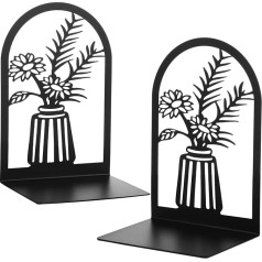 2 Stück Vasenförmige Buchstützen, schwarze Buchteiler für Regale, Buch-Organizer, robuste Buchhalter, für Büro, Schule, Zuhause, Geschenk