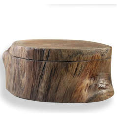 ART-CRAFT Wooden Box Wooden Box with Lid Made of Real Teak Wood Ring Box Ring Box Pill Box Small Weed Box Jewellery Box Storage Box Gift Box Collection Box Diameter 14 cm