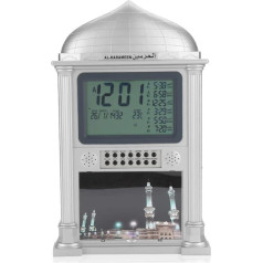 Muslim Islamic Praying Clock Azan Athan Prayer Warning Wall Table Clock Desk, Plastic Islamic Prayer Digital Calendar Time Display Alarm Wall Azan Clock, Home Decoration