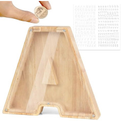 Mikytoper Holzbrief-Spardose, personalisierte Sparschwein, Spardose für Kinder, kreative klare Spardose für Geburtstagsgeschenk/Heimdekoration/Andenken (A)