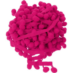 QUARKZMAN 10 Yards Pom Pom Ball Fringe Trim, Ribbon Sewing Accessory DIY Crafts for Home Curtain Clothes Pillow Decoration (12 mm, Fuchsia)