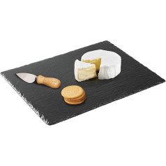 mDesign Slate Plate - Pretty Serving Tray for Cheese, Sausage, Cake, Appetizers etc - Also Suitable as a Slate for Menus and Announcements - Black
