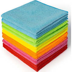 Microfiber Cleaning Cloth, Reusable Kitchen Towels, Tea Towels, Lint Free, Streak Free, Washable Dust Cloth for Home, Car, Motorcycle, Window, 30 x 30 cm, 12 Pack