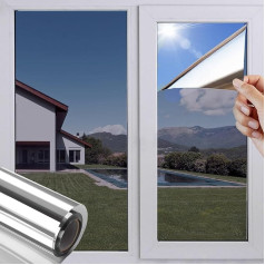Bicolic One Way Window Film, Reflective Privacy Film for Glass Windows, Mirror Film Anti-Glare for Home and Office, 60 x 400 cm, Silver