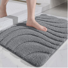 DEXI Bath Mat Non-Slip 60 x 90 cm, Soft Microfibre Bath Mat, Water Absorbent Bathroom Rug, Machine Washable Bath Mat for Bathtub, Shower and Bathroom - Dark Grey