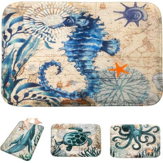 Adalex Global 40x60cm Bathroom Mat Memory Foam Bath Mat Non-Slip Kitchen Bathroom Rug for Shower Toilet Rug Room Decor (Seahorse)