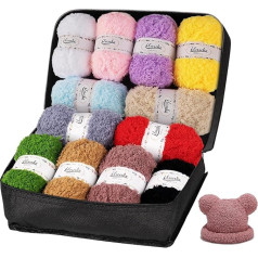 ilauke 12 Different Colours Acrylic Yarn for Crocheting, 600 g (12 x 50 g) Hand Knitting Yarn, Acrylic Yarn for Beginners and Children, Set with Carry Bag for Crochet and Crafts