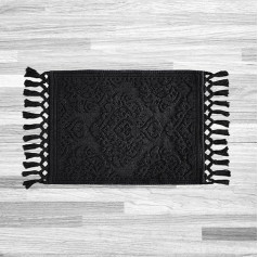 Jean Pierre Ricardo Woven Fringe Bath Mat, Bathroom Rug, 100% Cotton, High Quality Bathroom Decor, Measures 17