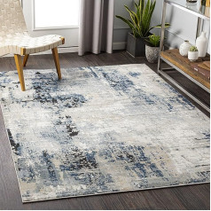 Surya Paris Living Room Rug Modern - Abstract Design in Marble Look for Living Room, Dining Room, Bedroom - Marble Rug Large Soft Rug Short Pile 160 x 220 cm in Blue, Grey and Beige