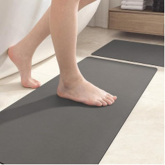 Color G Bathroom Rug 40 x 60 + 43 x 80 cm, Absorbent Bath Mat, Non-Slip Washable, Bathroom Mat, Absorbent Bath Mat, Shower Mat, Quick-Drying, Diatomaceous Earth Non-Slip Bath Mat, Stone - Grey